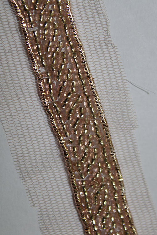 Exquisite Golden Handwork Lace: A Masterpiece of Embellishment ( Roll OF 9 Meter ) - Luxurion World