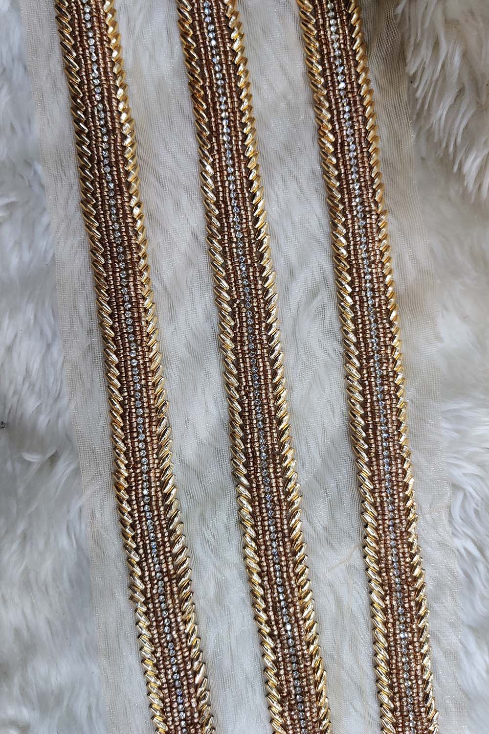 Exquisite Golden Lace: Intricate Handwork and Embellishments ( Roll OF 9 Meter ) - Luxurion World