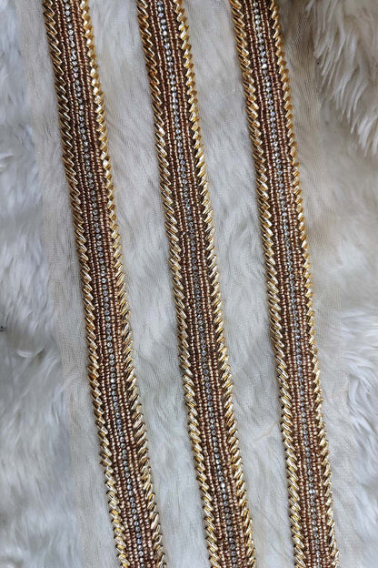 Exquisite Golden Lace: Intricate Handwork and Embellishments ( Roll OF 9 Meter ) - Luxurion World