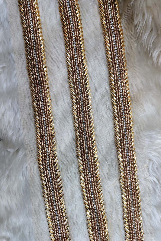 Exquisite Golden Lace: Intricate Handwork and Embellishments ( Roll OF 9 Meter ) - Luxurion World