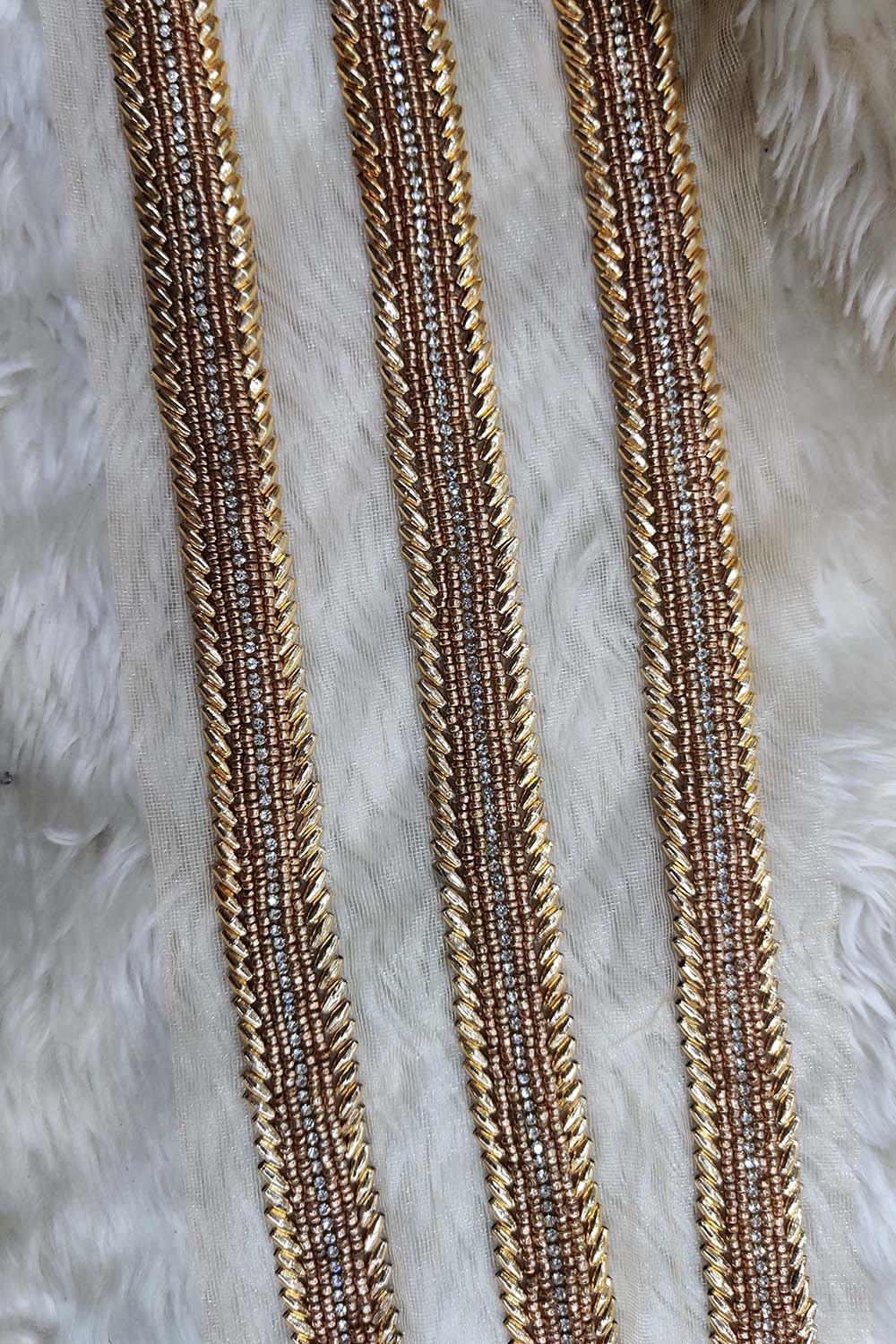 Exquisite Golden Lace: Intricate Handwork and Embellishments ( Roll OF 9 Meter ) - Luxurion World