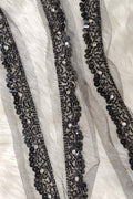 Elegant Black Lace with Exquisite Beads And Sequins Handwork Embellishments ( Roll OF 9 Meter ) - Luxurion World