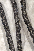 Elegant Black Lace with Exquisite Beads And Sequins Handwork Embellishments ( Roll OF 9 Meter ) - Luxurion World