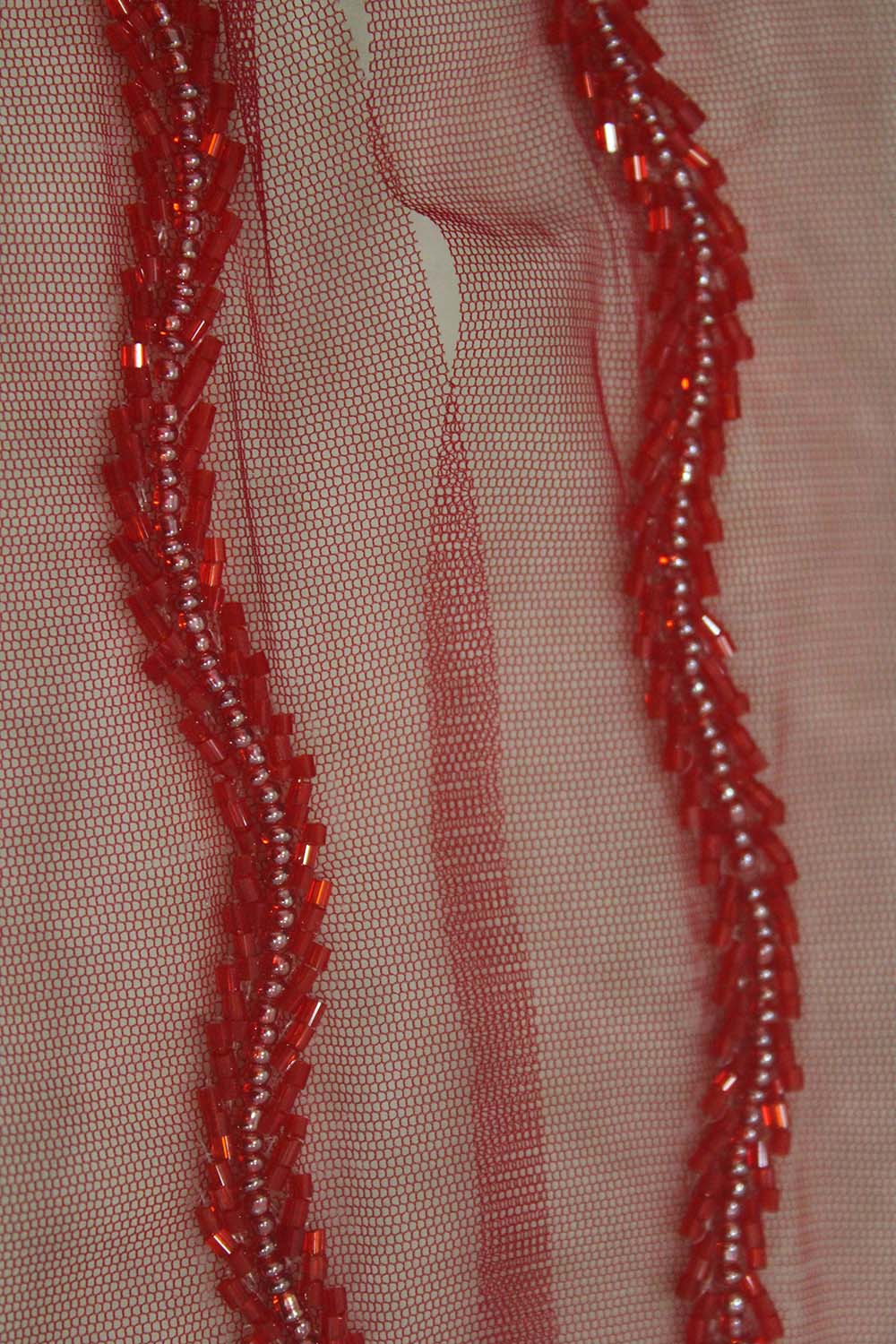 Exquisite Red Lace with Intricate Handwork Embellishments - Luxurion World