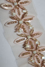 Exquisite Golden Handwork Lace: A Masterpiece of Embellishment ( Roll OF 9 Meter ) - Luxurion World