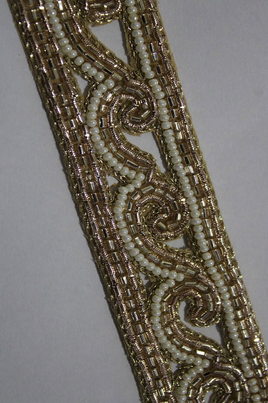 Golden Embellished Handwork Lace ( Roll OF 9 Meter ) - Luxurion World