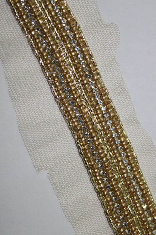 Golden Embellished Handwork Lace ( Roll OF 9 Meter ) - Luxurion World