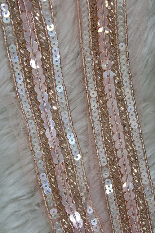 Gilded Elegance: Opulent Handwork Lace with Golden Embellishments - Luxurion World
