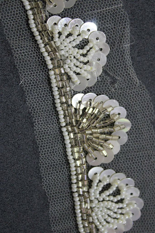 Gilded Elegance: Opulent Handwork Lace with Golden Embellishments