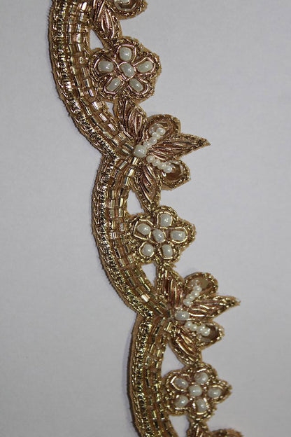 Gilded Elegance: Opulent Handwork Lace with Golden Embellishments - Luxurion World