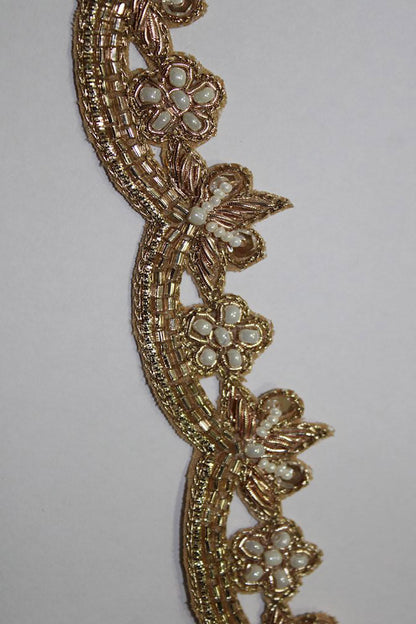 Gilded Elegance: Opulent Handwork Lace with Golden Embellishments - Luxurion World