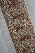 Exquisite Golden Handwork Lace: A Masterpiece of Embellishment ( Roll OF 9 Meter ) - Luxurion World
