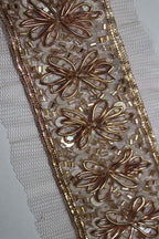 Exquisite Golden Handwork Lace: A Masterpiece of Embellishment ( Roll OF 9 Meter ) - Luxurion World