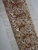 Exquisite Golden Handwork Lace: A Masterpiece of Embellishment ( Roll OF 9 Meter ) - Luxurion World