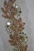 Exquisite Golden Handwork Lace: A Masterpiece of Embellishment ( Roll OF 9 Meter ) - Luxurion World