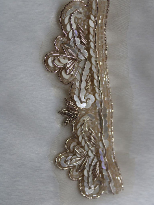 Exquisite Golden Handwork Lace: A Masterpiece of Embellishment ( Roll OF 9 Meter ) - Luxurion World