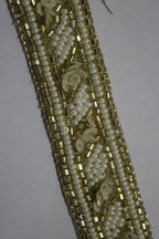 Exquisite Golden Handwork Lace: A Masterpiece of Embellishment ( Roll OF 9 Meter ) - Luxurion World