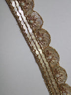 Exquisite Golden Handwork Lace: A Masterpiece of Embellishment ( Roll OF 9 Meter ) - Luxurion World