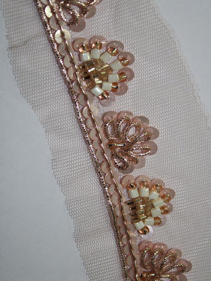 Exquisite Golden Handwork Lace: A Masterpiece of Embellishment ( Roll OF 9 Meter ) - Luxurion World