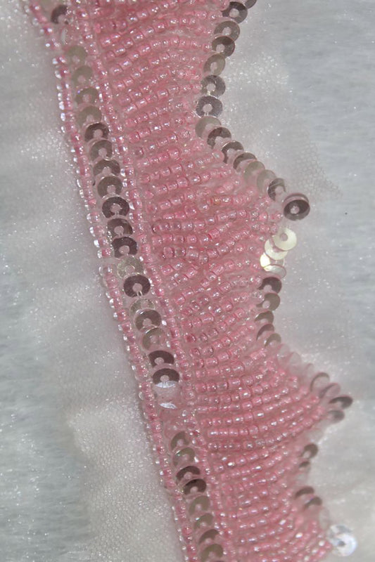 Pink Lace with Exquisite Handwork Embellishments ( Roll OF 9 Meter ) - Luxurion World