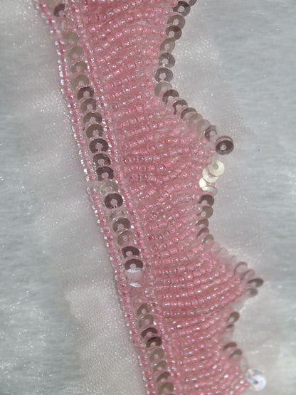 Pink Lace with Exquisite Handwork Embellishments ( Roll OF 9 Meter ) - Luxurion World