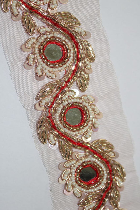 Golden Embellished Handwork Lace