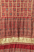 Shop the Latest Red Ajrakh Modal Silk Saree with Block Print Design - Luxurion World