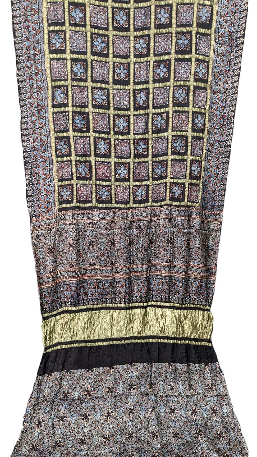 Shop the Stunning Black Ajrakh Modal Silk Saree - Hand Block Printed - Luxurion World