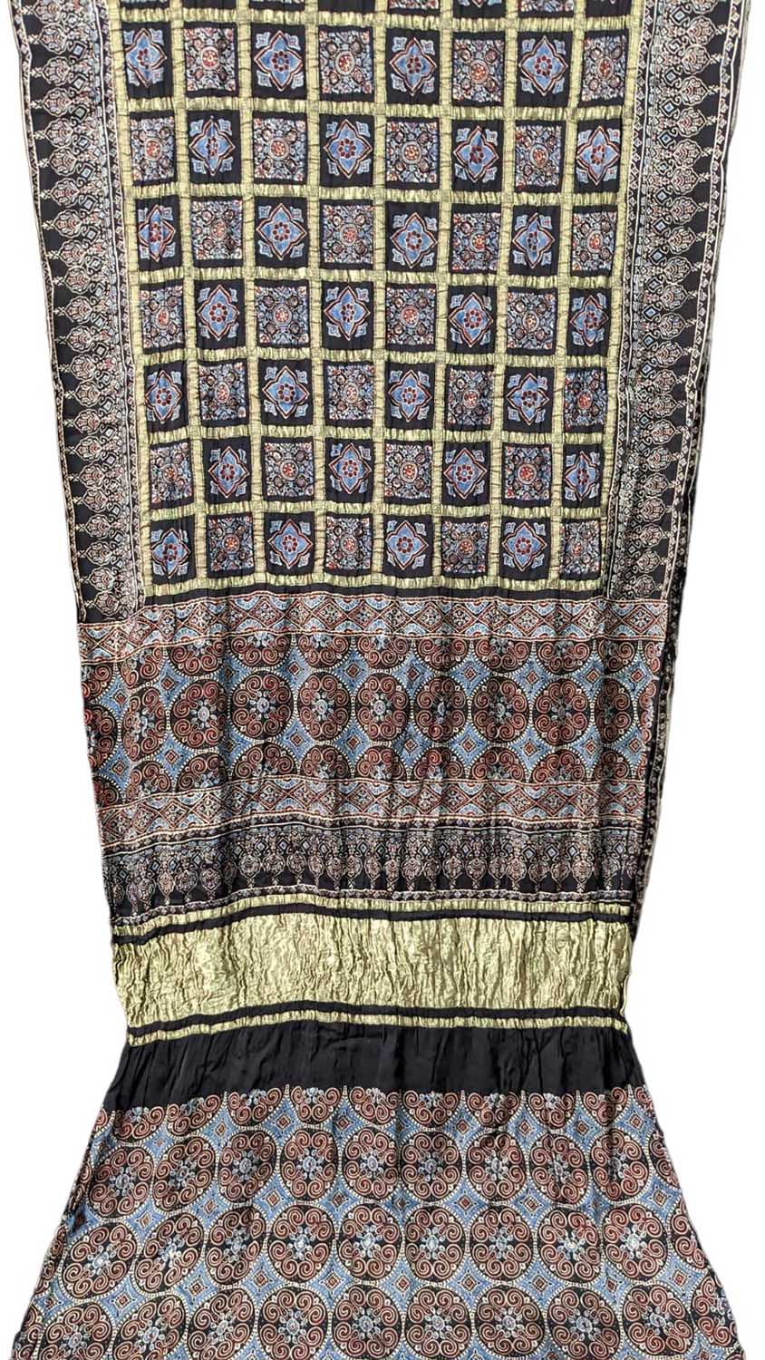 Shop the Black Ajrakh Modal Silk Saree - Hand Block Printed Today! - Luxurion World