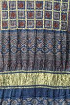Shop the Exquisite Blue Ajrakh Modal Silk Saree - Hand Block Printed Today! - Luxurion World