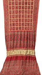 Shop the Red Ajrakh Modal Silk Saree with Block Print - Get Stunning Style! - Luxurion World