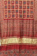 Shop Red Ajrakh Modal Silk Saree for the Perfect Look - Buy Now! - Luxurion World