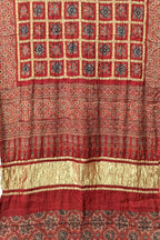 Shop Red Ajrakh Modal Silk Saree for the Perfect Look - Buy Now! - Luxurion World