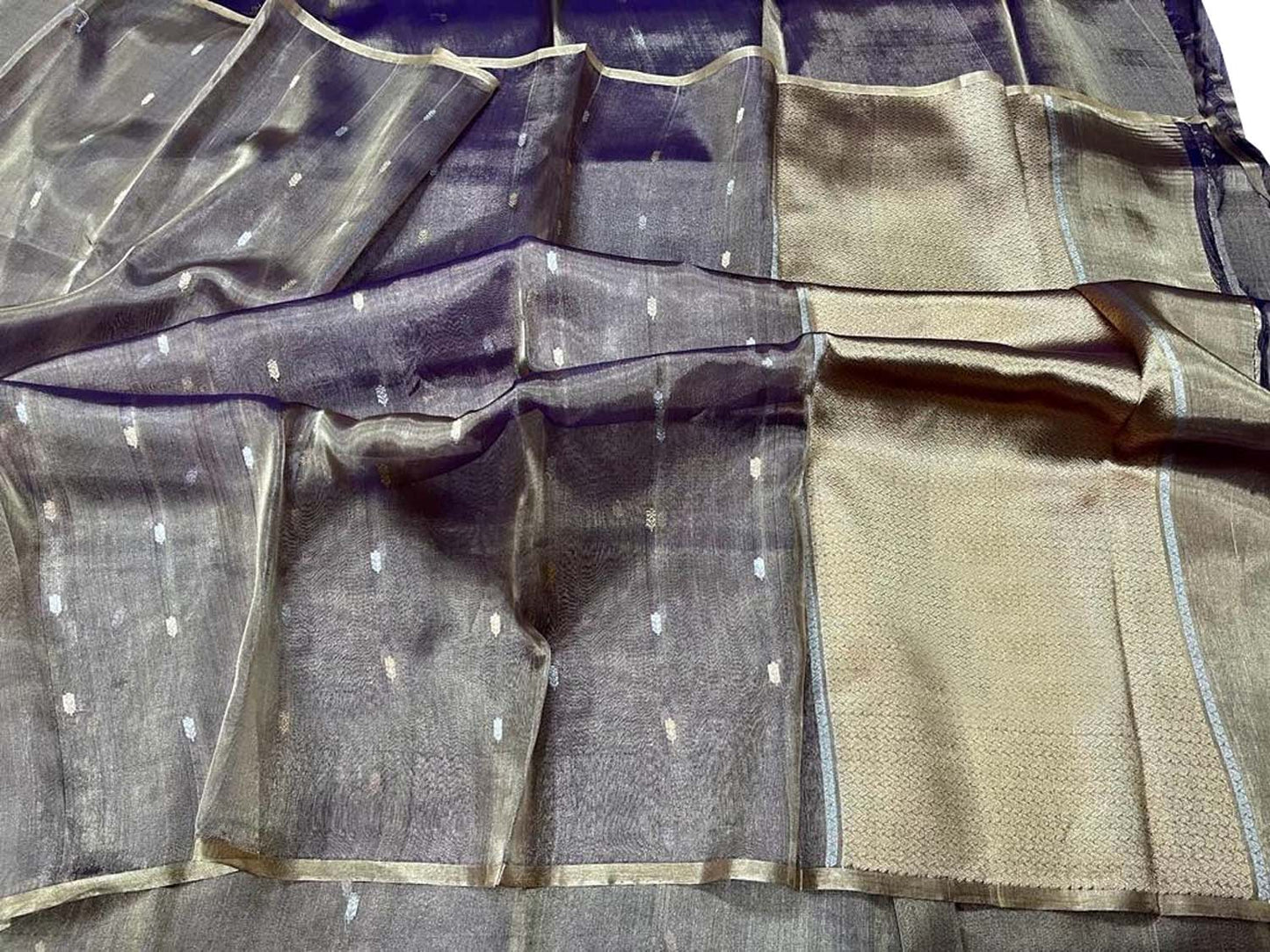 Elegant Purple Banarasi Handloom Pure Tissue Silk Sona Roopa Saree - Luxurion World