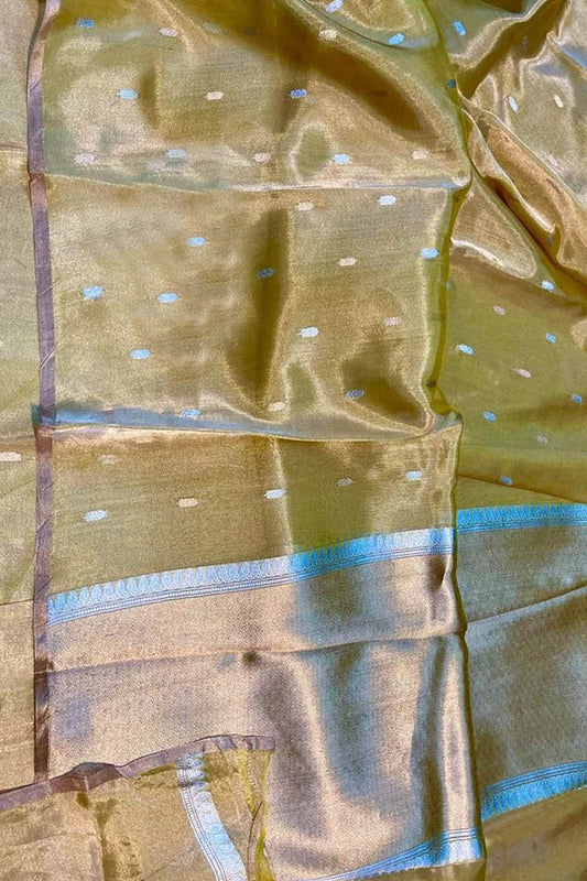 Elegant Yellow Banarasi Handloom Pure Tissue Silk Sona Roopa Saree