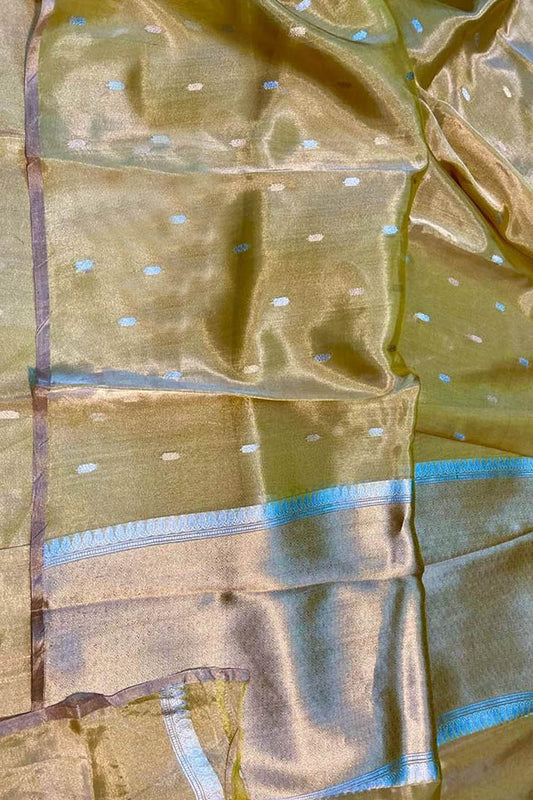 Elegant Yellow Banarasi Handloom Pure Tissue Silk Sona Roopa Saree - Luxurion World