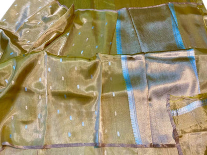 Elegant Yellow Banarasi Handloom Pure Tissue Silk Sona Roopa Saree - Luxurion World