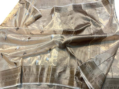 Pastel Banarasi Handloom Pure Tissue Silk Sona Roopa Saree - Luxurion World