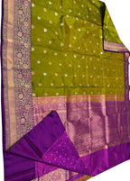 Green Banarasi Handloom Pure Katan Silk Saree - Luxurion World