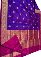 Purple Banarasi Handloom Pure Katan Silk Saree - Luxurion World
