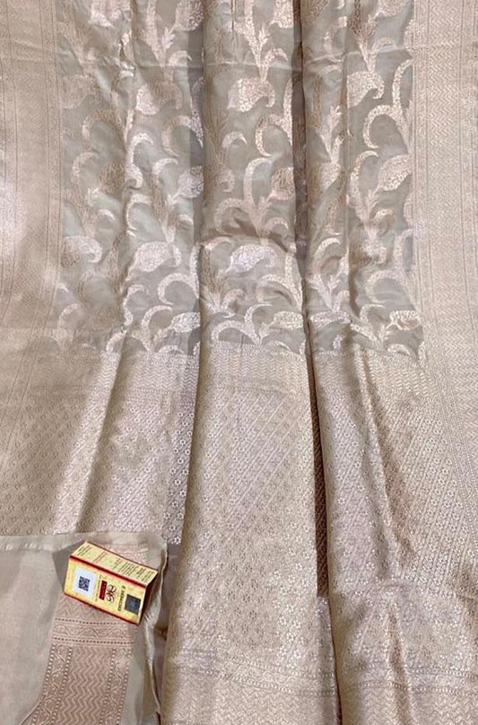 Pastel Handloom Banarasi Khaddi Pure Katan Silk Saree - Luxurion World