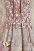 Pink Handloom Banarasi Khaddi Pure Katan Silk Saree - Luxurion World