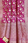 Pink Handloom Banarasi Khaddi Pure Katan Silk Saree - Luxurion World