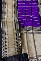 Purple Handloom Banarasi Pure Katan Silk Stripe Design Saree - Luxurion World