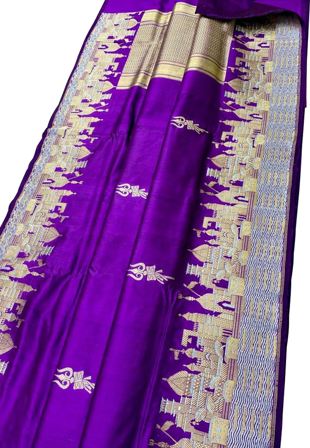 Purple Banarasi Handloom Pure Katan Silk Saree - Luxurion World