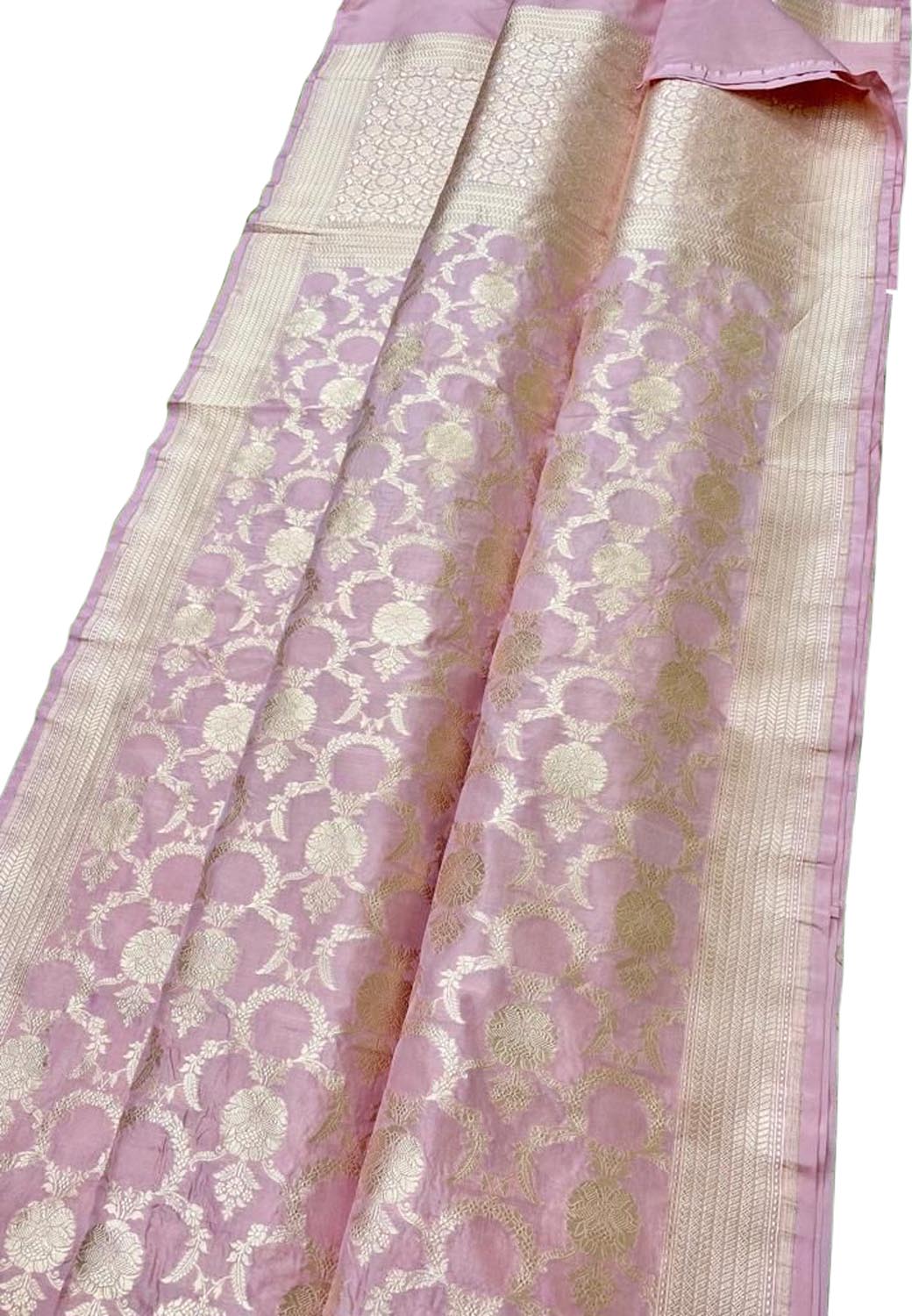 Pink Banarasi Handloom Pure Katan Silk Saree - Luxurion World