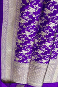 Purple Banarasi Handloom Pure Katan Silk Saree - Luxurion World