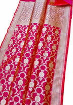 Pink Banarasi Handloom Pure Katan Silk Saree - Luxurion World