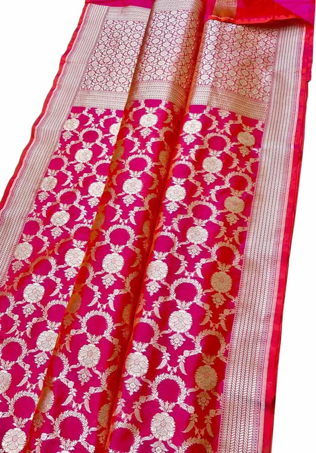 Pink Banarasi Handloom Pure Katan Silk Saree - Luxurion World