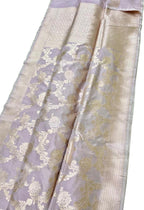 Pastel Banarasi Handloom Pure Katan Silk Saree - Luxurion World